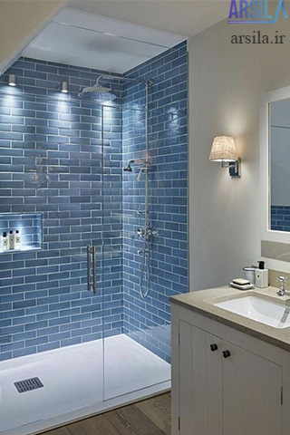 کاشی سرویس بهداشتی آبی