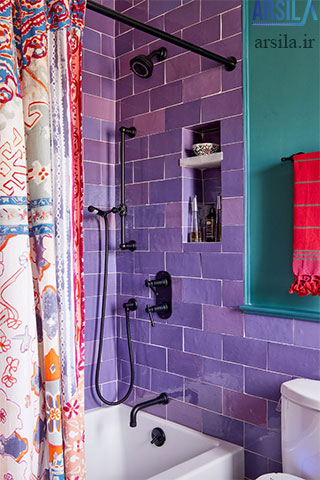 کاشی سرویس بهداشتی بنفش