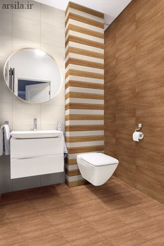 کاشی سرویس بهداشتی طرح چوب