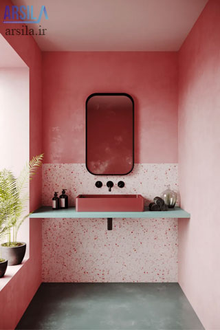 کاشی سرویس بهداشتی صورتی