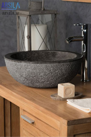 روشویی چوبی سنگی