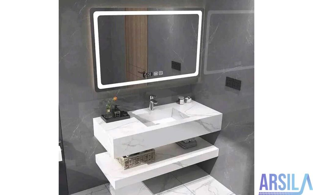 روشویی سرامیکی مدرن با شلف